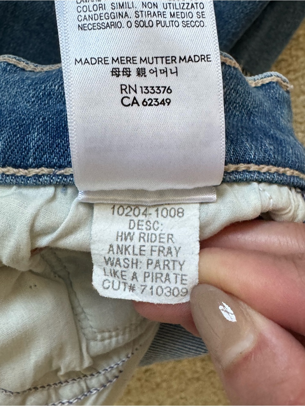 🔹 Mother The High Waisted Rider Ankle Fray Jeans Party Like A Pirate Wash Sz 28 - Picture 7 of 8